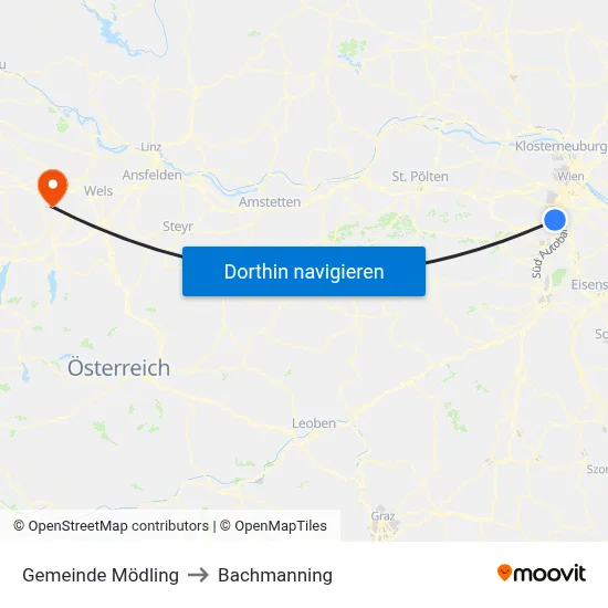 Gemeinde Mödling to Bachmanning map