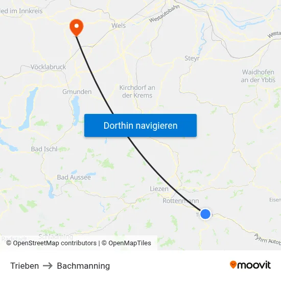 Trieben to Bachmanning map