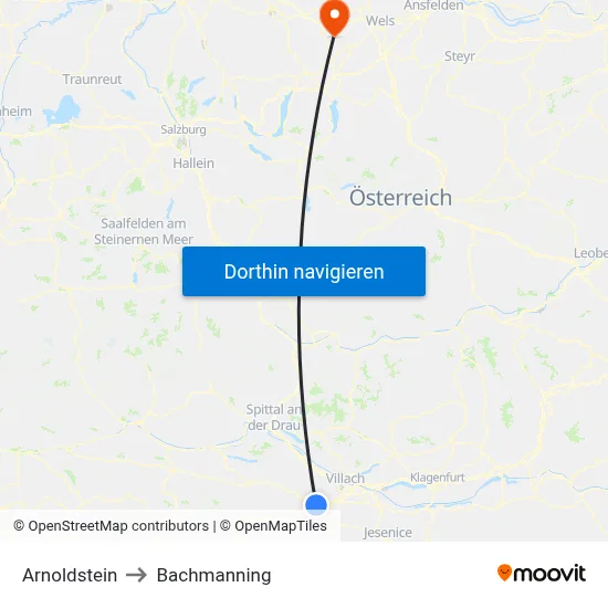 Arnoldstein to Bachmanning map