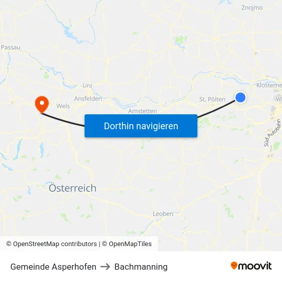 Gemeinde Asperhofen to Bachmanning map