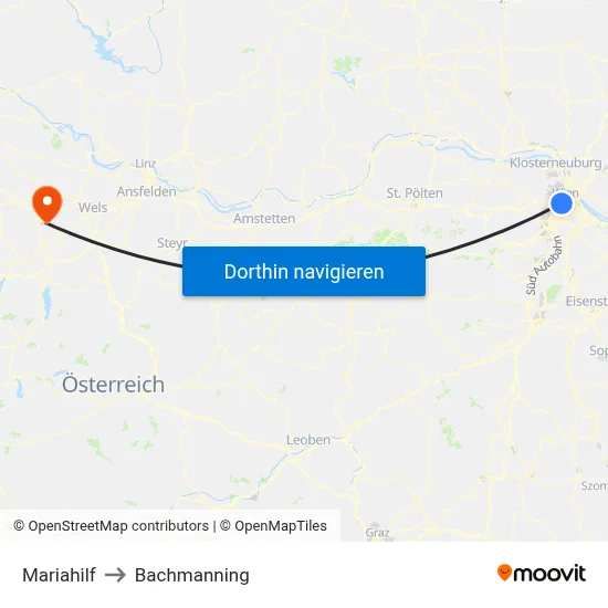 Mariahilf to Bachmanning map
