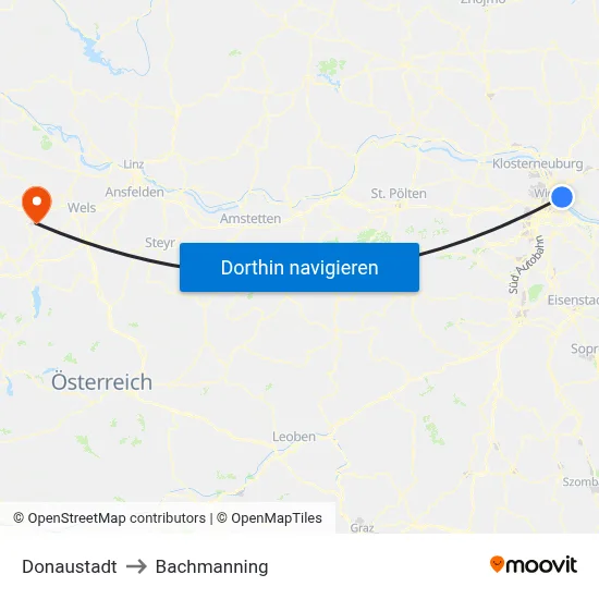 Donaustadt to Bachmanning map