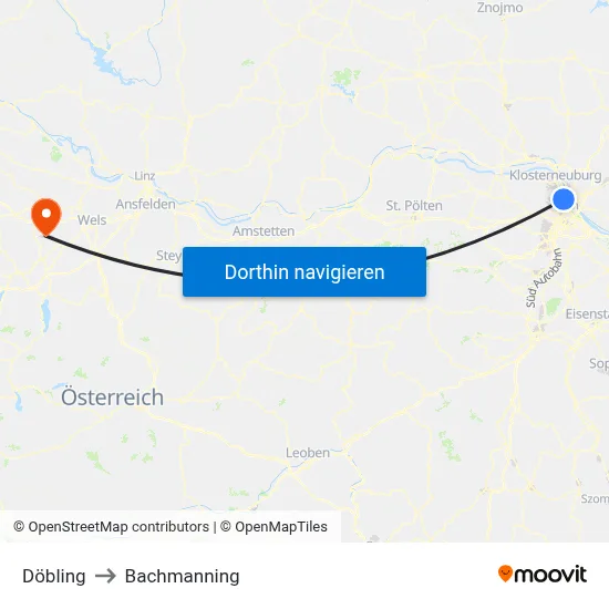 Döbling to Bachmanning map
