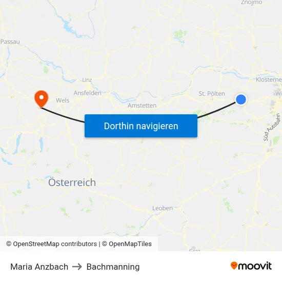 Maria Anzbach to Bachmanning map