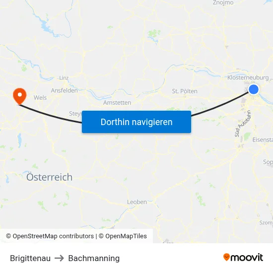 Brigittenau to Bachmanning map