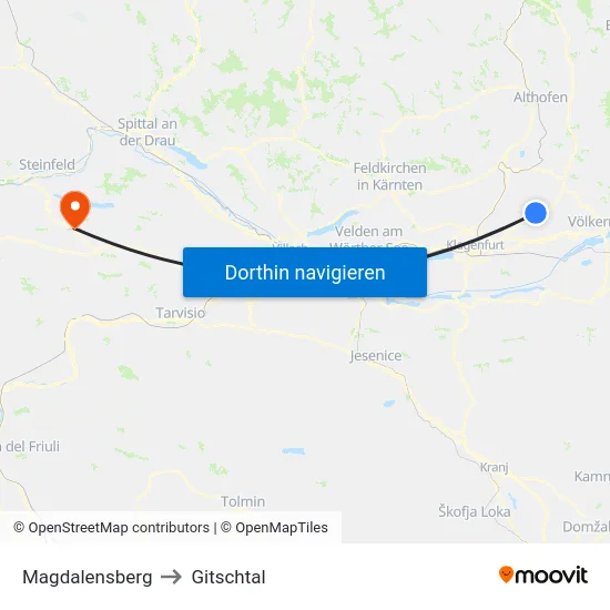 Magdalensberg to Gitschtal map
