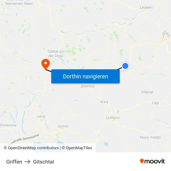 Griffen to Gitschtal map