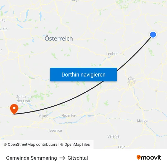 Gemeinde Semmering to Gitschtal map