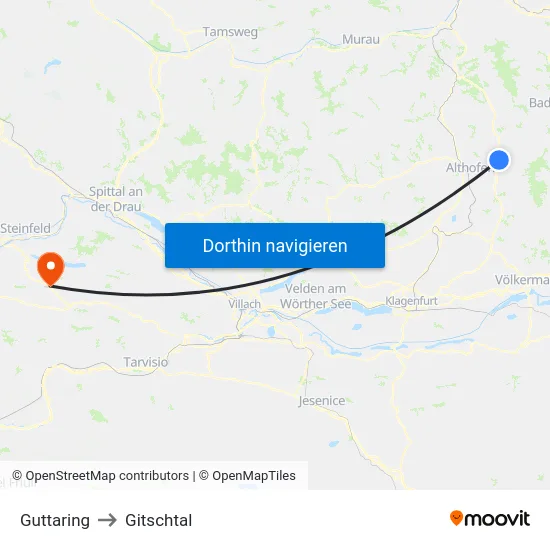 Guttaring to Gitschtal map