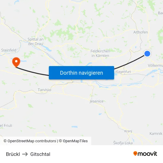 Brückl to Gitschtal map