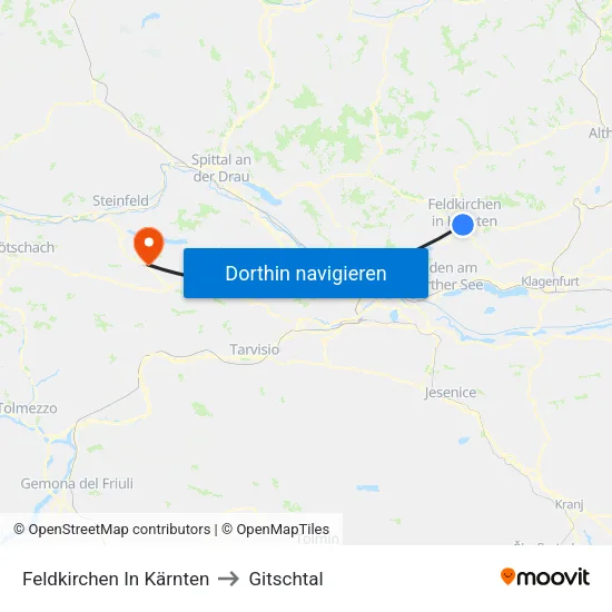 Feldkirchen In Kärnten to Gitschtal map