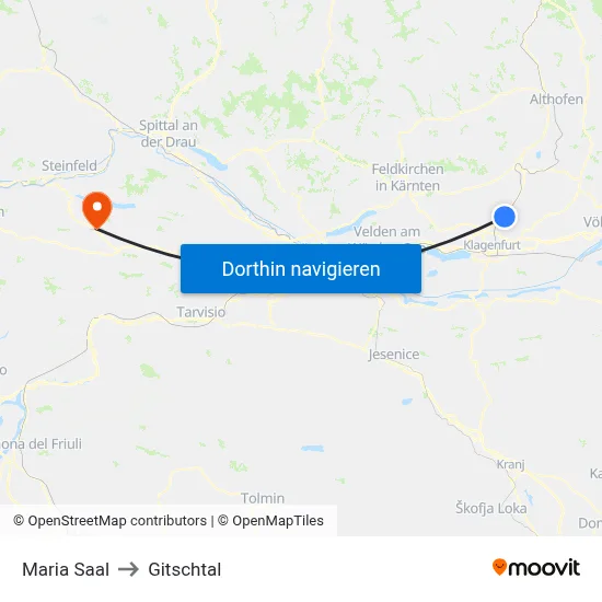Maria Saal to Gitschtal map