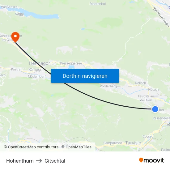 Hohenthurn to Gitschtal map