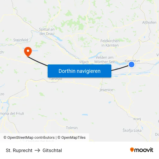 St. Ruprecht to Gitschtal map