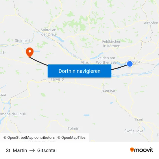 St. Martin to Gitschtal map