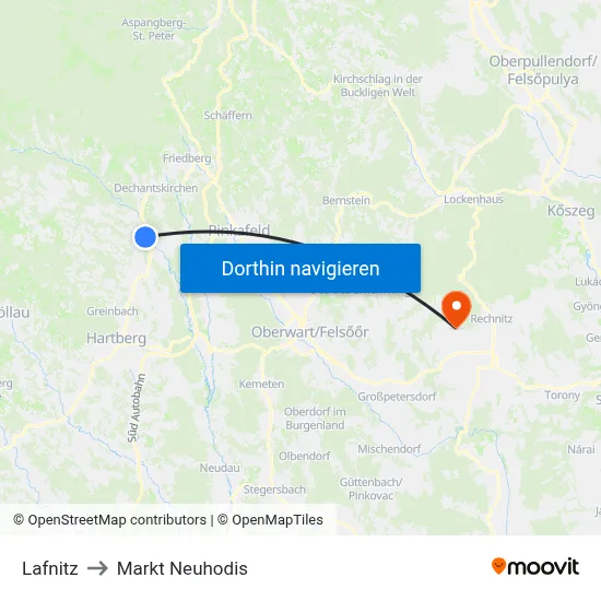 Lafnitz to Markt Neuhodis map