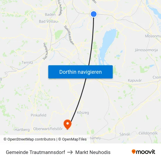 Gemeinde Trautmannsdorf to Markt Neuhodis map