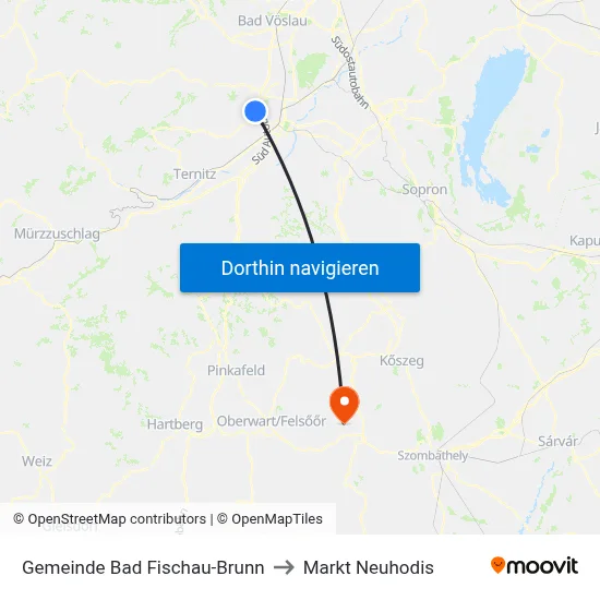 Gemeinde Bad Fischau-Brunn to Markt Neuhodis map