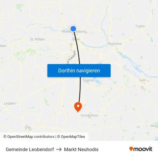 Gemeinde Leobendorf to Markt Neuhodis map