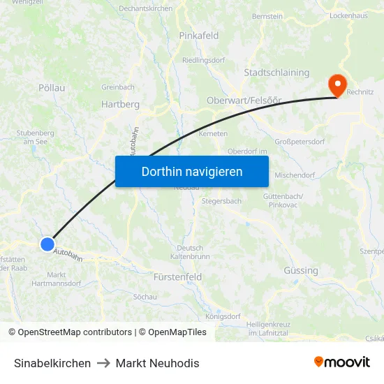 Sinabelkirchen to Markt Neuhodis map