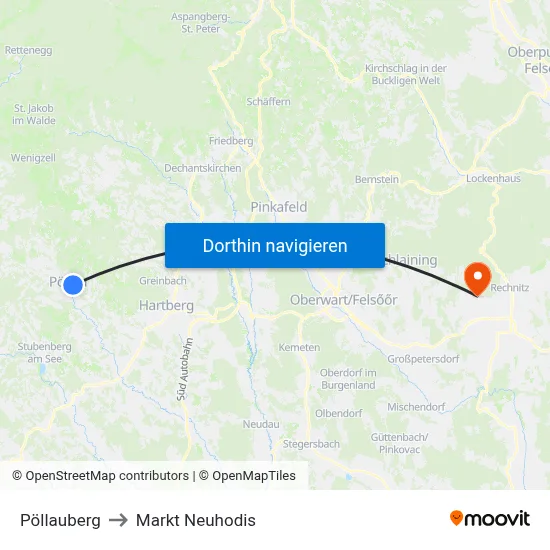 Pöllauberg to Markt Neuhodis map