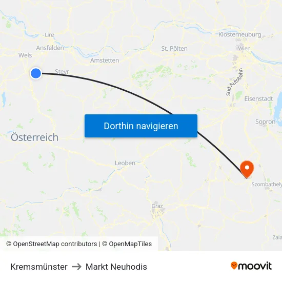 Kremsmünster to Markt Neuhodis map