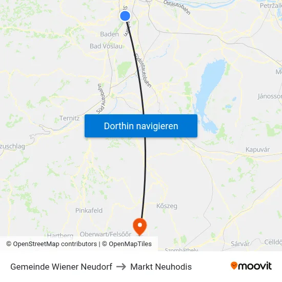 Gemeinde Wiener Neudorf to Markt Neuhodis map