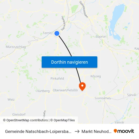 Gemeinde Natschbach-Loipersbach to Markt Neuhodis map