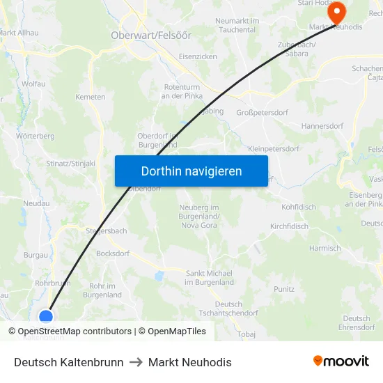 Deutsch Kaltenbrunn to Markt Neuhodis map