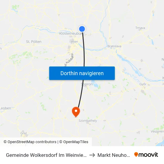 Gemeinde Wolkersdorf Im Weinviertel to Markt Neuhodis map