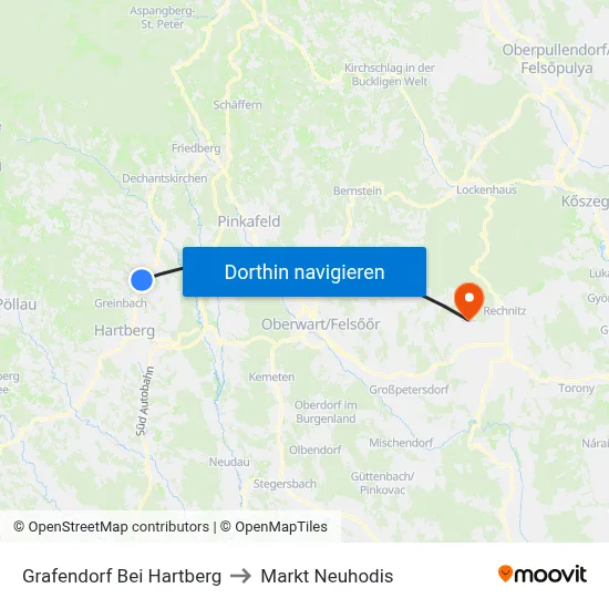 Grafendorf Bei Hartberg to Markt Neuhodis map