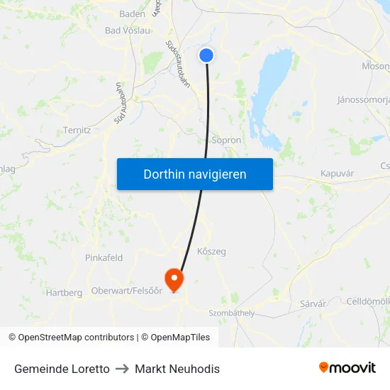 Gemeinde Loretto to Markt Neuhodis map
