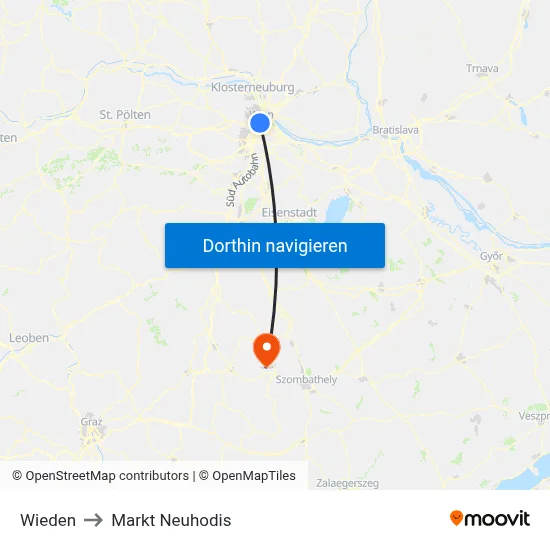 Wieden to Markt Neuhodis map