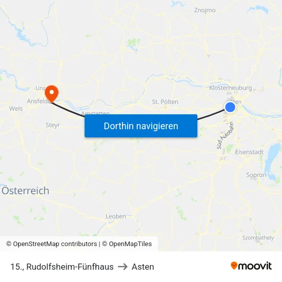 15., Rudolfsheim-Fünfhaus to Asten map