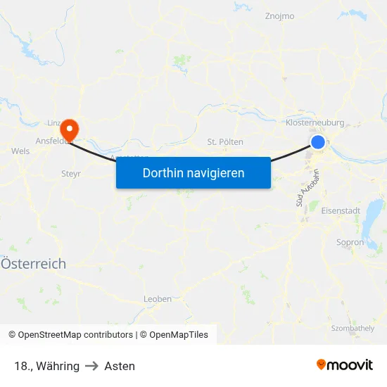 18., Währing to Asten map