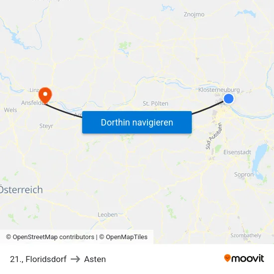 21., Floridsdorf to Asten map