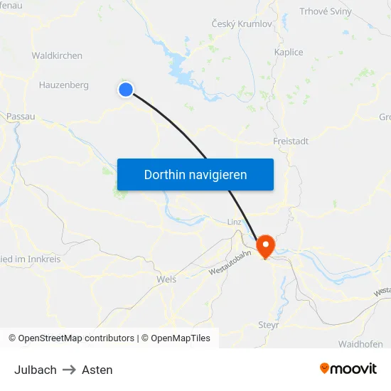 Julbach to Asten map