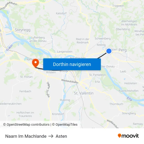 Naarn Im Machlande to Asten map