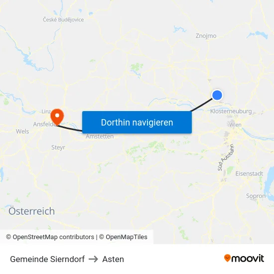 Gemeinde Sierndorf to Asten map