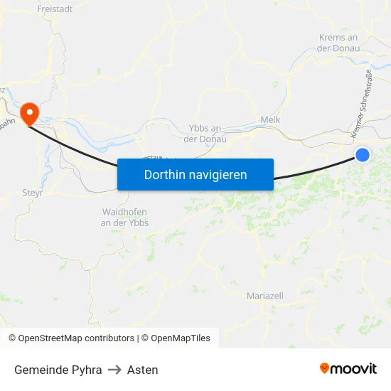 Gemeinde Pyhra to Asten map