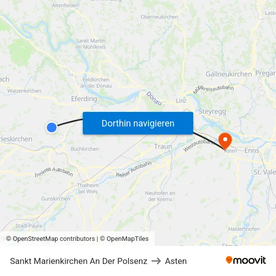 Sankt Marienkirchen An Der Polsenz to Asten map