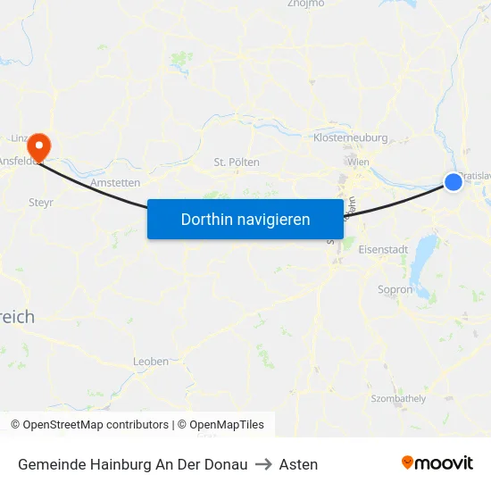 Gemeinde Hainburg An Der Donau to Asten map