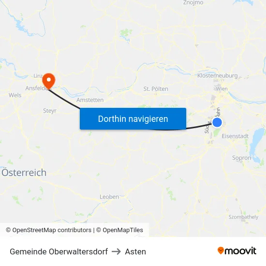 Gemeinde Oberwaltersdorf to Asten map