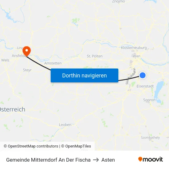 Gemeinde Mitterndorf An Der Fischa to Asten map