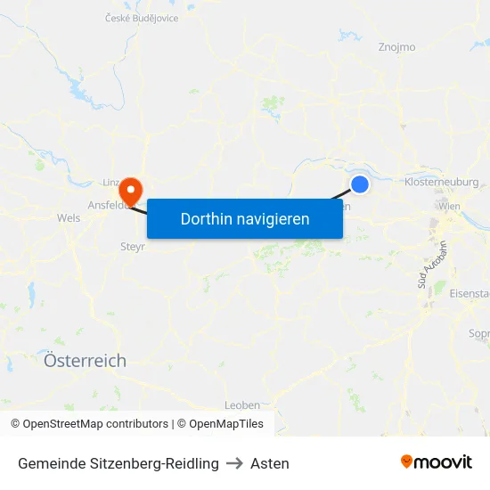 Gemeinde Sitzenberg-Reidling to Asten map