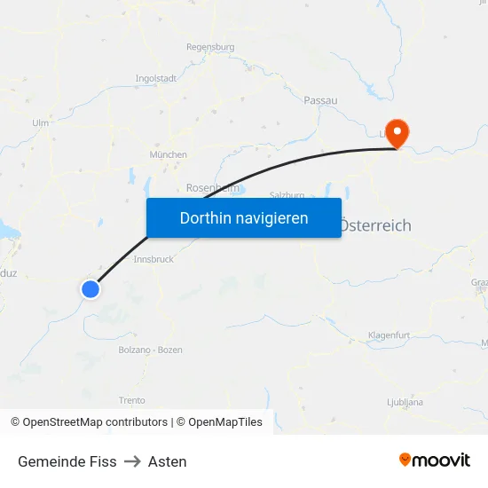 Gemeinde Fiss to Asten map