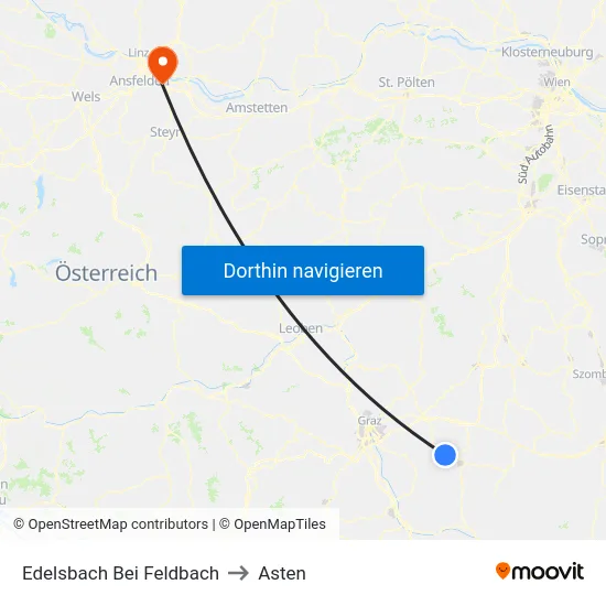 Edelsbach Bei Feldbach to Asten map