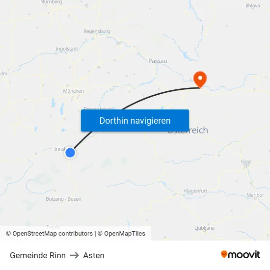 Gemeinde Rinn to Asten map