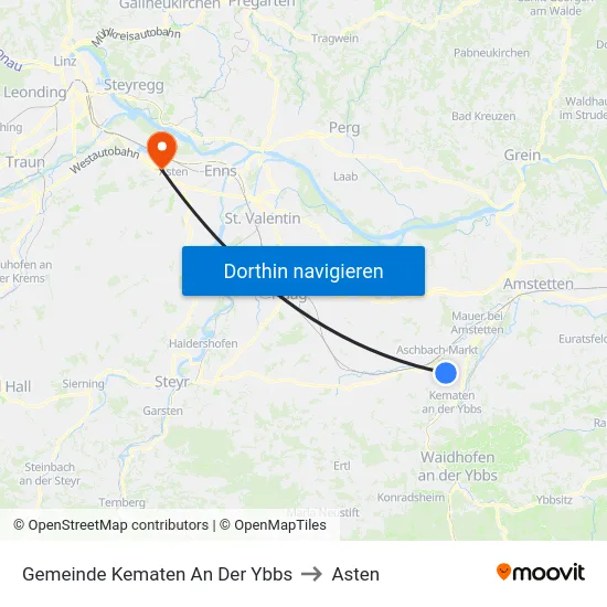 Gemeinde Kematen An Der Ybbs to Asten map