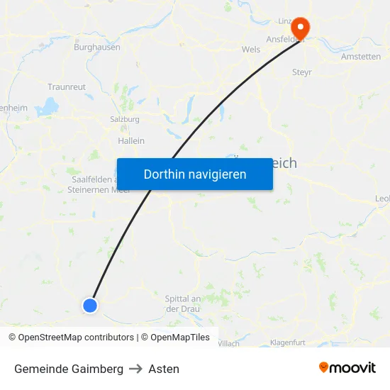 Gemeinde Gaimberg to Asten map